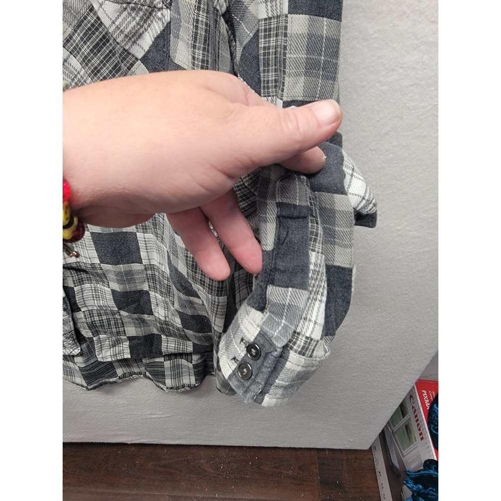 Wet Seal Patchwork Plaid Long Sleeve‎ Button Up Shirt Womens Plus 3X Vintage Y2K - Picture 7 of 10